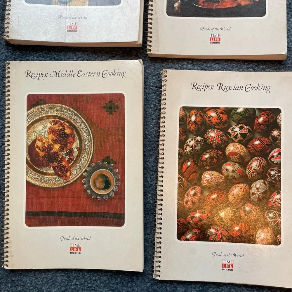 Vintage Russian Middle Eastern British Set of 4 Spiral-Bound Recipe Cookbooks